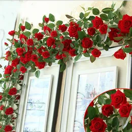 Decorative Flowers & Wreaths 10 Pcs /bag 230 Cm Rose Rattan Wedding Decoration Vine Artificial Simulation