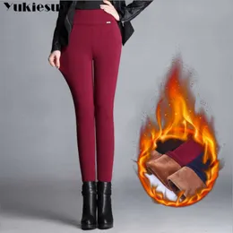 Kobiety Zima Grube Spodnie Elastyczne Kobieta Koty Pantalones Legging Casual Ciepłe Spodnie Legginsy Aksamitne High Waist Kobiet 210608