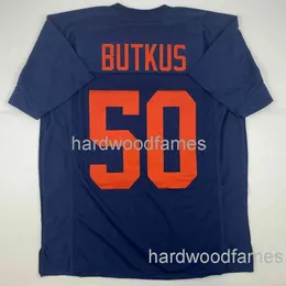 BENUTZERDEFINIERTES DICK BUTKUS Illinois Blue College-Fußballtrikot mit Nähten. Fügen Sie eine beliebige Namensnummer hinzu