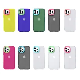 Fashion Transparent 2MM Soft TPU Cases Detachable Colorful Camera Frame Protection Cover For iPhone 14 13 12 11 Pro Max XS XR X 6 7 8 Plus