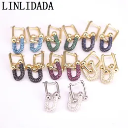 5 Paar Gold Silber Farbe Baumeln Ohrringe CZ Kristall Tropfen-Ohrringe Eleganter Schmuck Für Frauen Schmuck Geschenk 210317