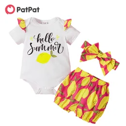 Arrival Summer 3pcs Short-sleeve Cotton fruit Set Baby's Clothing 210528