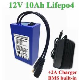 12 V 10AH Lithium LifePo4 Pakiet akumulatorowy 12 V BMS 4S 30A Wysokie rozładowanie dla 300 W 360W E-Scooter EBIKE Elektrownie+14,6 V 2A Ładowarka
