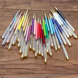 DIY空のチューブボールペンペン自己充填フローティンググリッタードライフラワークリスタルペンボールペン27色