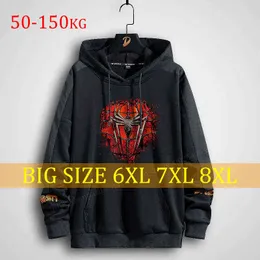 Plus Storlek Mäns Hoodies Utskrift Anime Hero Streetwear Oversized Sweatshirt Kläder 150kg Big Men Style Long Hooded 6XL 7XL 8XL 211106