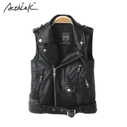 ActhInK Boys Winter Faux Leather Vest Coat Active Teenager Motorcycle Jacket Kids Spring PU Coat,C294 211203