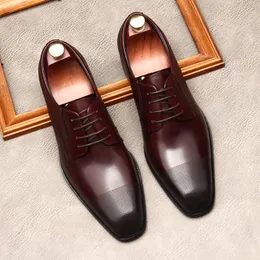 Siyah Kahve Renk Erkek Ayakkabı Deri Oxford Brogues Lace Up Örgün Ayakkabı Hakiki Deri Düğün Iş Erkekler Lüks Elbise Ayakkabı