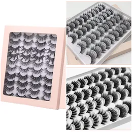 20 par Fluffy Faux 3D Mink Eyelash Cross Wispy False rzęsy Miękkie Miękkie Multilayer Lash Extension Cruelty Free Lashes