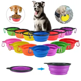 Sublimation Dog Bowls Pieghevole Eco Eco Firendly Silicone Pet Cat Dogs Food Water Feeder Viaggio Portatile Feeding Bowl Puppy Doggy Food Contenitore