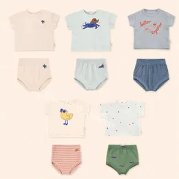 TC Çocuklar Yaz Giysileri Setleri Süper Sevimli Bebek Erkek Ve Kız T Gömlek Bloomers Kıyafet Pamuk Kıyafetler için 210619