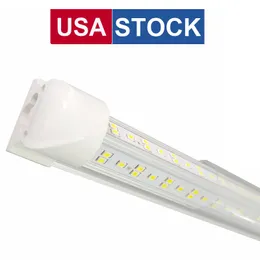 AC85-265V 25st 8FT LED-butiksljus fixture -144W, 14400LM TUBE, 6000K Cool White, V Formad 3 6 Row Light, No Ballast, Super Bright White, Lampor för garage