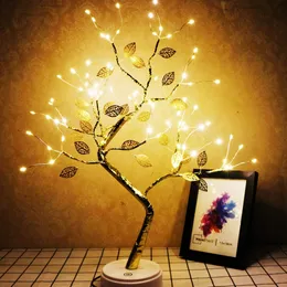 LEDの卓上盆栽の木の照明タッチスイッチDIYの人工光の木ランプの装飾のための家具の装飾電池/ USB運転