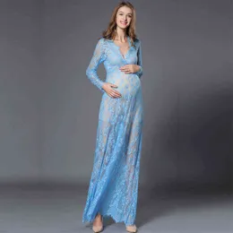 Maternity Fancy Lace Maternity Dress Shooting Photo Summer Sukienka w ciąży Kobiety Maternity Fotografia Rekwizyty Maxi Dresses G220309