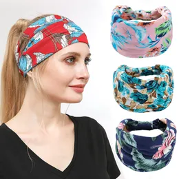 Printing Hair Band Bohemian Print Knit Headbands Hairs Accessories Sweat Absorbing Yoga Headband Fashion Style Wide-brimmed Cross ZYY1052