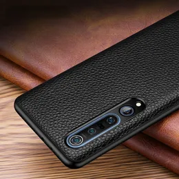 Case for Xiaomi Mi 10 Pro Luxury Genuine Leather Phone Cases for Xiomi Mi 10 Mi10 Pro Cover with Litch Grain Protector