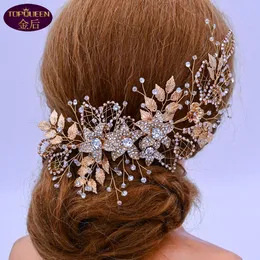 Luxo Diamante Flower Casamento Tiara Barroco Cristal Crown Crown Strass Com Casamento Jóias Acessórios De Cabelo Diamante Coroas De Noiva Coroas Headpieces