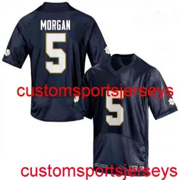 Costurado 2020 homens dos homens Juventude # 5 Nyles Morgan Notre Dame NCAA Jersey de futebol Personalizado Qualquer nome Número XS-5XL 6XL