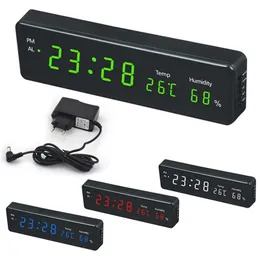Lanlan Elektroniczny LED Cyfrowy Ścienny Budzik Z Wyświetlacz Wilgotności Temperatura Strona główna Desk Clocks EU Plug Snooze Funkcja 210804