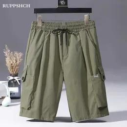 Ruppshch sommar män sport last shorts casual tunna stretch högkvalitativa multi pocket byxor m-4xl 210714