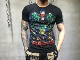 Plein Bear T Shirt PP Mens Designer Tshirts Marca Roupa Strass Graphic T-shirt Crânio Impresso Bling Bling Stone Clássico Alta Qualidade Hip Hop Casual Top Tees 119