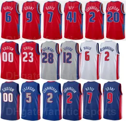 Tryckt 75-årsjubileum Basket Kelly Olynyk Jersey 19 Cade Cunningham 2 Jerami Grant 9 Killian Hayes 7 Saddiq Bey 41 Cory Joseph 18 Frank Jackson 5 Män Kids Kvinnor