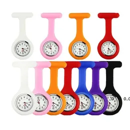 120pcs Promotion Christmas Gifts Colorful Nurse Brooch Fob Tunic Pocket Watch Silicone Cover Nurse Watches Party Favor RRE10566