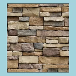 Bakgrundsbilder Décor Home Garden Rock Bakgrund Stone Peel och Stick Självhäftande Avtagbart 3D-papper för backsplash bänkskiva vägg lätt att c