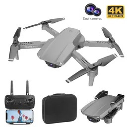2021 Fashion E99 Pro Dual 4k / 1080p Drone Flyg Foldbar RC Quad copter med WiFi FPV-kamera huvudlösa droner