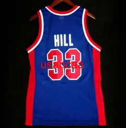 Niestandardowe retro #33 Grant Hill College Basketball Jersey Men's Blue Any rozmiar XS-3XL 4xl 5xl Nazwa lub numer