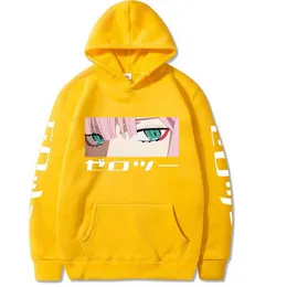 Noll två hoodie älskling i franxx tryckta hoodies för män / kvinnor streetwear hoodie män hajuku lösa hip hop hoodies y0319