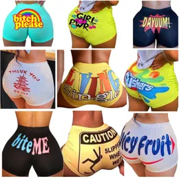 32 färger Leggings Nya Kvinnor Shorts Letter Printed Sexy Fashion Sports Shorts Mini Sexy Workout Kläder