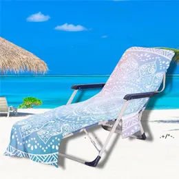 Ny Beach Chair Cover Mandala Pattern Pool Lounge Chaise Handduk Solstolar Skål med sidoklippsfickor EWD5812