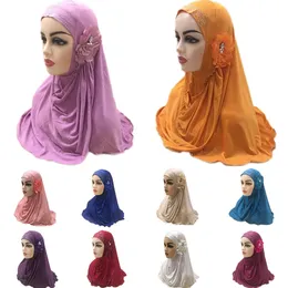 Mulheres Muçulmanas Hijab Islamic Headscarf Flor Lenço Um Peça Strass Ramadã Oriente Médio Oriente Cabelo Completo Head Head Fashion