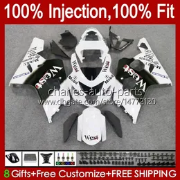 Injektionsformkropp för SUZUKI GSXR 750CC 600CC 750 600 CC 2004-2005 43NO.78 GSXR-750 GSXR600 GSXR750 K4 2004 2005 GSXR-600 GSX-R750 04 05 OEM Fairing Kit Vit väst