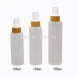 100ML 120ML 150ML Frost Glass Mist Spray Bottle Bottiglie di pompa di bambù Vuote Bottiglie di imballaggio di toner cosmetico, 10 Pz / lotto
