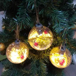 Dekoracje świąteczne Przezroczyste kulki z LED Lampy Drzewo Ornamenty Xmas świecące wiszące wiszące wystrój