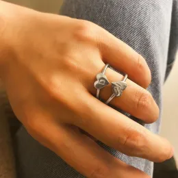 Cluster Rings 2021 Handmade Stainless Steel Letter Finger For Women Engagement Ring Set Wedding Love Couple Titanium Wholesale Lots Bulk