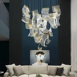 LED Postmodern Art Art Paper Iron Acryl Chandelier Lampa oświetleniowa Luster Zawieszenie Lampen do jadalni