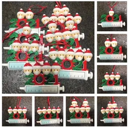 2021 Christmas Decoration Kwarantanna Ozdoby Żywicy Materiał Rodzina 1-9 Heads DIY Drzewo Wisiorek Akcesoria z liny SN5630