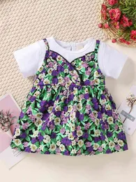 Baby Flor Floral Print Friill Cim 2 w 1 Dress Ona