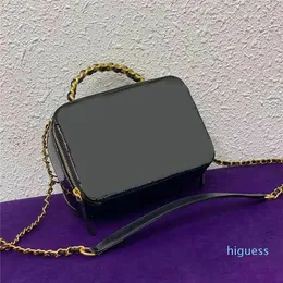 Designer- Women Crossbody Bags make up boxes trunk Oil Wax Leather Double-side zipper Shoulder Bag Chains Strap female Baguettes bags