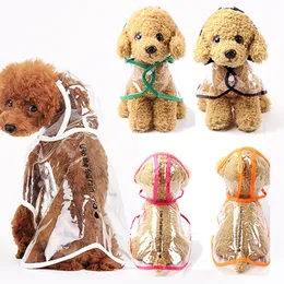 Pet Puppy Transparent Rainwear Płaszcz Płaszcz Z Kapturem Dog Odzież Wodoodporna Kurtka Odzież Przenośne Płaszcze Rain Składane Światło Wl464