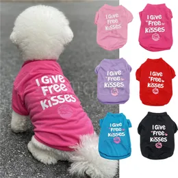 4 크기의 개 의류 제품 애완 동물 옷 봄과 여름 애완 동물 조끼 티셔츠 나는 무료 키스를 제공 6 컬러 dd313
