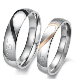 Titanium Steel Love Couple Rings for Men Women Ring Anniversairy Wedding Jewelry Valentine's Day Gift Girlfriend Boyfriend High Quality