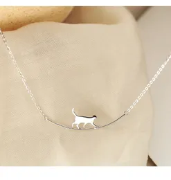 silver necklace fashion personality cat simple lovely animal clavicle chain boutique gift