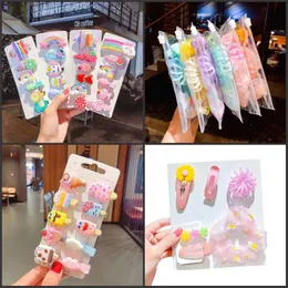 6/10 Pcs/Set Candy Color Flower Clips Set Cute Hair Accessories Girl headwear Bow animal Hairpins hair band Elastic Headdress1 614 Y2