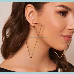 Charm smycken kvinnors mode personlighetsöverdrivning legering triangel överdimensionerad metall geometriska örhängen smycken droppleverans 2021 itaon