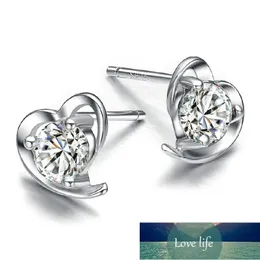 Autentiska 925 Sterling Silver Örhängen Crystal Heart Stud Örhängen för kvinnor Earing Smycken Earringar Örhängen Kolczyki Pendientes Fabrikspris Expert Design