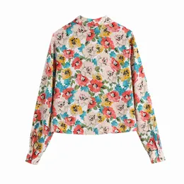 Colorful Floral Print Loose Casual Shirt For Women With