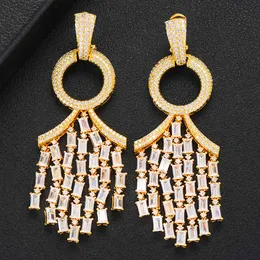 GODKI Famous Brand 3 Tone Luxury Waterdrop Dangle Trendy Zircon Wedding Engagement Party Dubai Earrings for women 2021